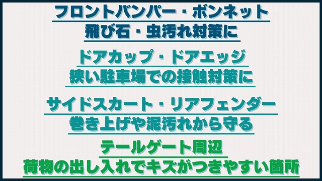 ベンツにおすすめのプロテクションフィルム施工箇所