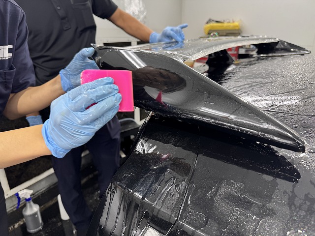 日産　GTR　プロテクションフィルム施工中　リア　千代田区