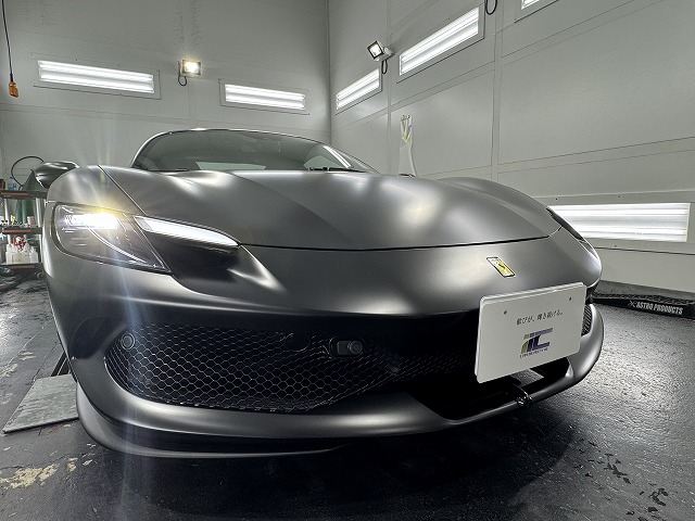 フェラーリ296GTS　プロテクションフィルム施工後　マットカラー　習志野