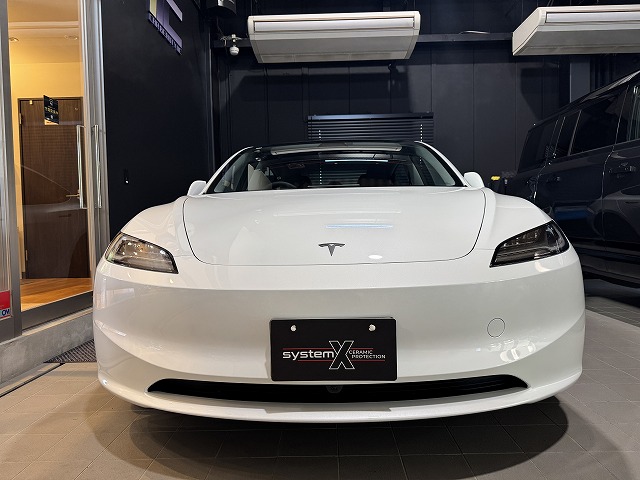 テスラ　モデル3　セラミックコーティング施工後　完成写真　墨田区