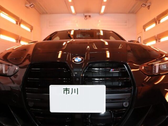 BMW M4にカーコーティング 遠赤ブース