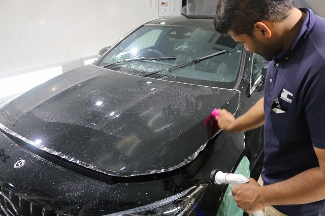 ベンツAMG CLA45Sにプロテクションフィルム施工 ボンネット - トータルカービューティIIC ベンツAMG CLA45Sにプロテクションフィルム施工 ボンネット