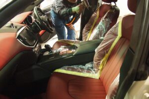 マセラティにコーティング施工。東京都目黒区からお越しのお車に。【レザープロテクトコート】