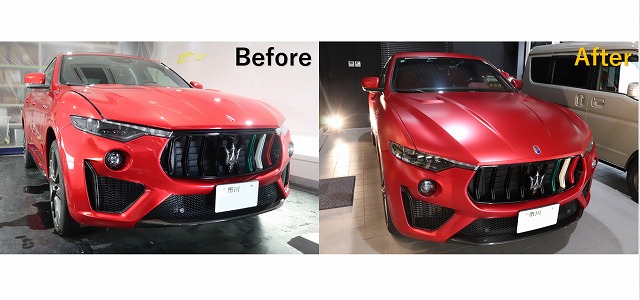 マセラティ レヴァンテ ボンネットにプロテクションフィルム施工中3 - トータルカービューティIIC マセラティ レヴァンテ ボンネットにプロテクションフィルム施工中3