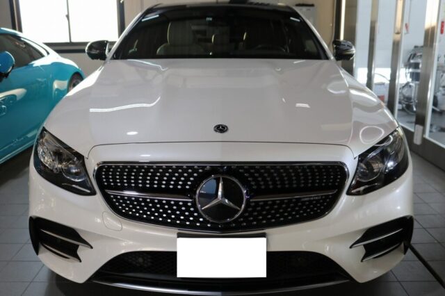 メルセデスベンツAMGE53にセラミックコーティング施工です。東京都中央区よりご来店