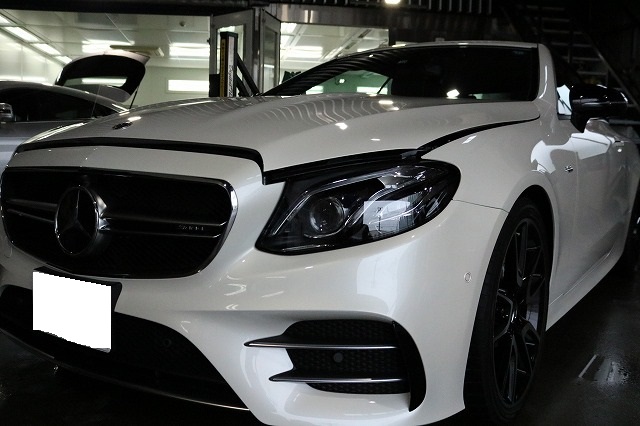 東京都練馬区のベンツEクラスAMGにガラスコーティングの進化版・超疎水コーティングを施工させて頂きました！