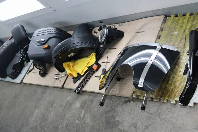 新車ハーレーヘリテイジクラシックにバイクコーティング