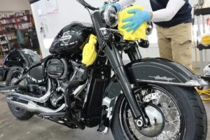 新車ハーレーヘリテイジクラシックにバイクコーティング