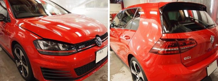 フォルクスワーゲンゴルフGTI 透明プロテクションフィルムをボンネット施工