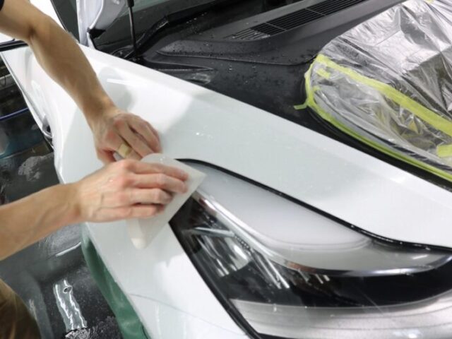 テスラモデル3にプロテクションフィルム施工4 - トータルカービューティIIC テスラモデル3にプロテクションフィルム施工4
