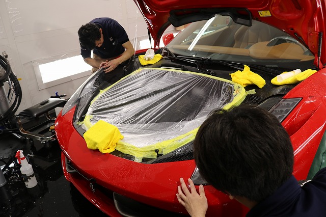 フェラーリ458イタリアにプロテクションフィルム 施工写真