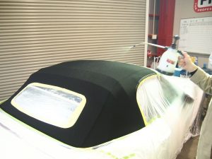 マツダロードスター　幌コーティング　吹き付け