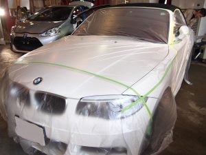 BMWカブリオレ 幌コーティング 養生 - トータルカービューティIIC BMWカブリオレ 幌コーティング 養生