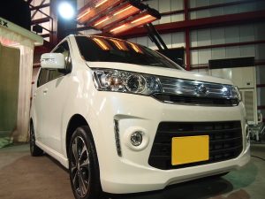 ワゴンRスティングレーに疎水性のセラミックプロ9Hを施工 - トータルカービューティIIC ワゴンRスティングレーに疎水性のセラミックプロ9Hを施工