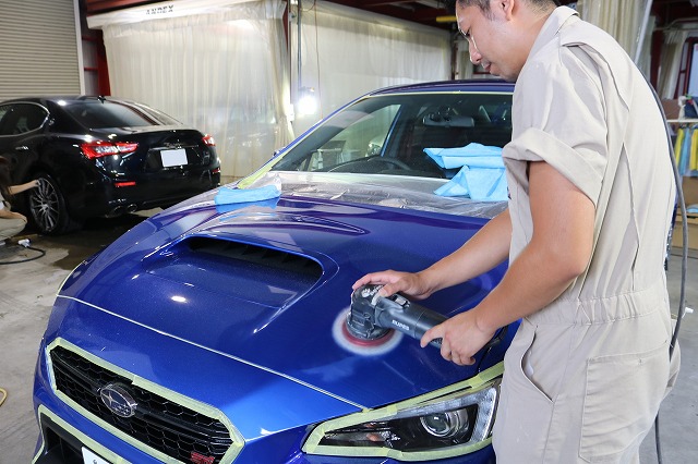千葉県からご来店のスバル・WRXへセラミックプロ9H5層でコーティング施工させて 02 - トータルカービューティIIC スバル WRX 研磨