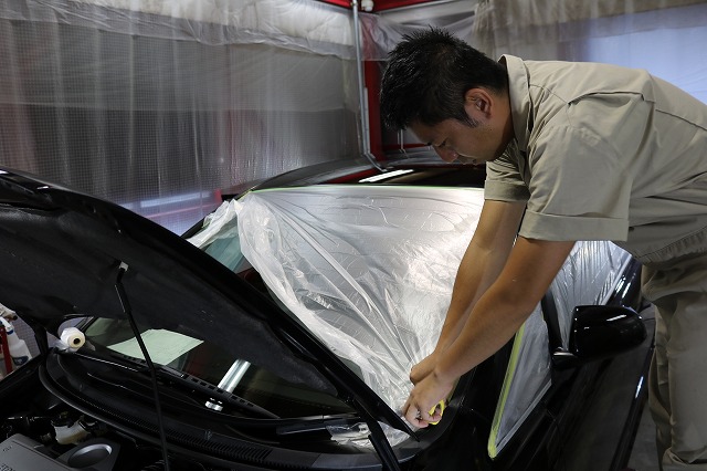 東京都からご来店のホンダ・オデッセイに親水性ガラスコーティング施工 06 - トータルカービューティIIC ホンダ オデッセイ マスキング