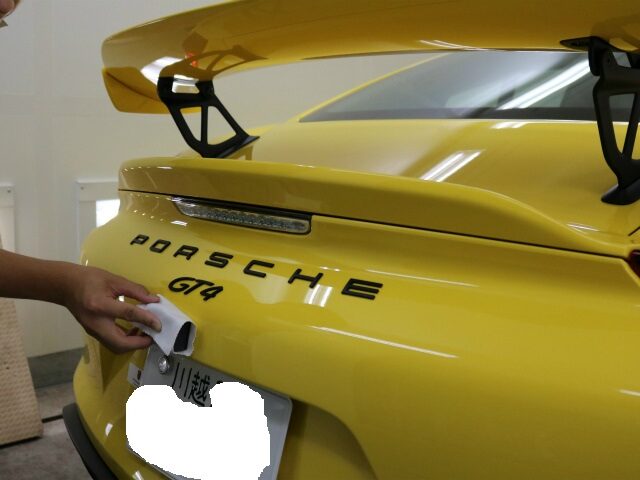 埼玉県よりご来店のポルシェケイマンGT4にエシュロンコーティング 03 - トータルカービューティIIC ポルシェケイマンGT4 エシュロンコーティング リア
