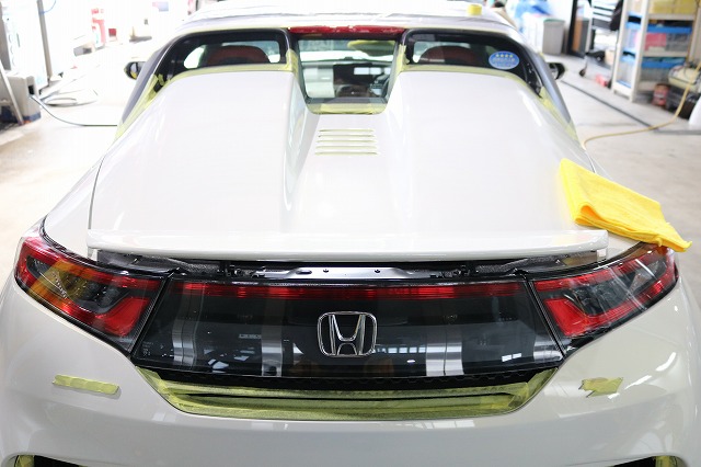 東京都からご来店のホンダ・S660へ2層重ねガラスコーティング施工させていただき 04 - トータルカービューティIIC ホンダ S660 マスキング リア