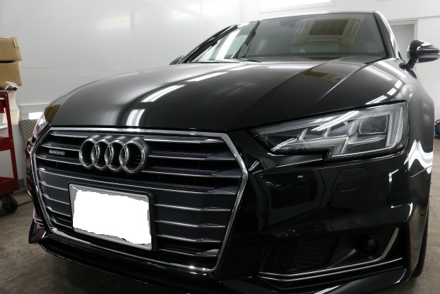 新車で入庫した新型アウディA4Avantにボディコーティング,ウィンドウコート, 04 - トータルカービューティIIC アウディA4 コーティング施工後 フロント