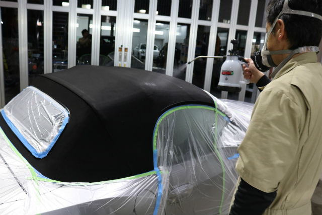 BMWZ3に幌コーティング&クリーニング!!新車のように復元させます 04 - トータルカービューティIIC BMWZ3 幌コーティング 吹き付け