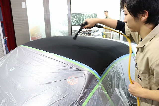 埼玉県川口市からお越しのポルシェ911タルガ4に幌専用コーティング 02 - トータルカービューティIIC ポルシェ911タルガ4 幌コーティング