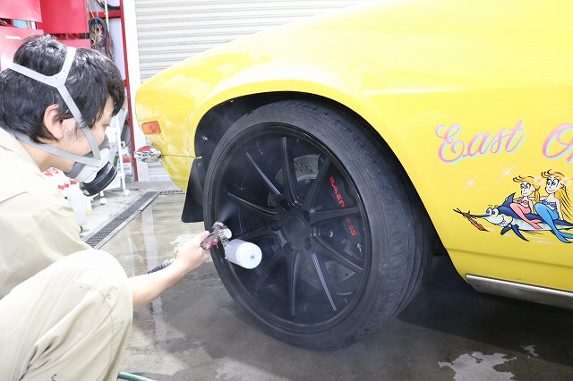 東京都中央区からお越しの2代目カマロにオプションコーティング『バリアタフホイール 03 - トータルカービューティIIC カマロ ホイール 洗浄