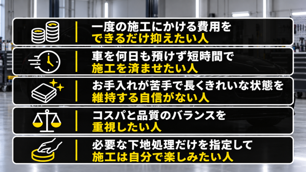 キーパーコーティングが合っている人 - トータルカービューティIIC キーパーコーティングが合っている人