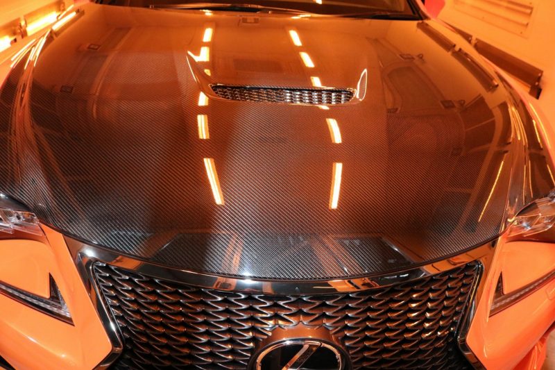 レクサスRCFに9Hのセラミックプロ9H施工　フロント焼き付け画像