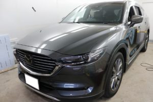 新車MAZDA CX-8にグロスカーボンラッピング 江東区