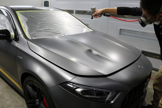 限定メルセデスベンツAMG A45Sにマットカーコーティング施工　マット塗装吹付コーティングの画像