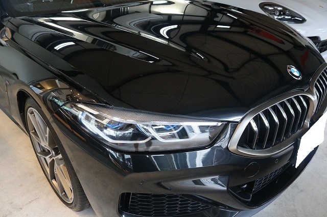 BMW 850iにカーコーティングを施工後　フロント画像