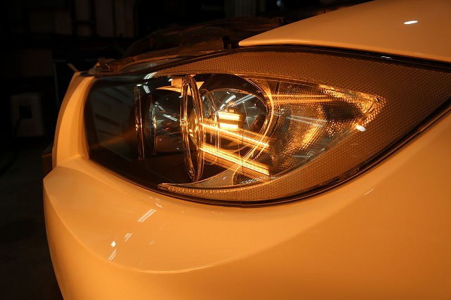 BMW 320iにヘッドライトコーティング施工　遠赤外線画像