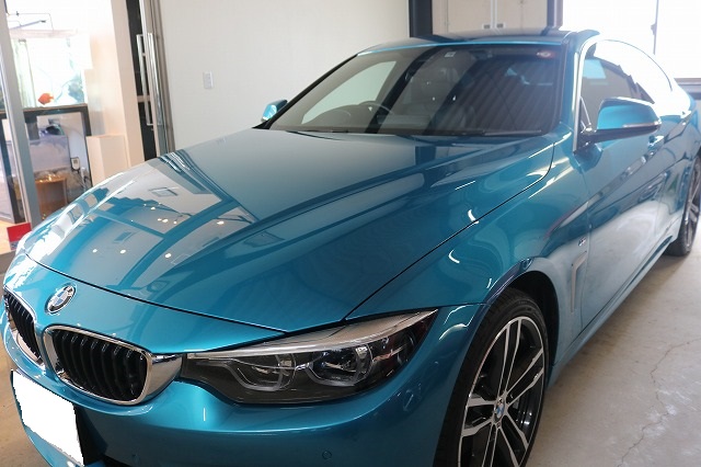 BMW 420iグランクーペに親水性ガラスコーティング施工後　フロント画像