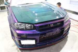 日産スカイライン34GT-R クォーツガラスコーティング施工画像