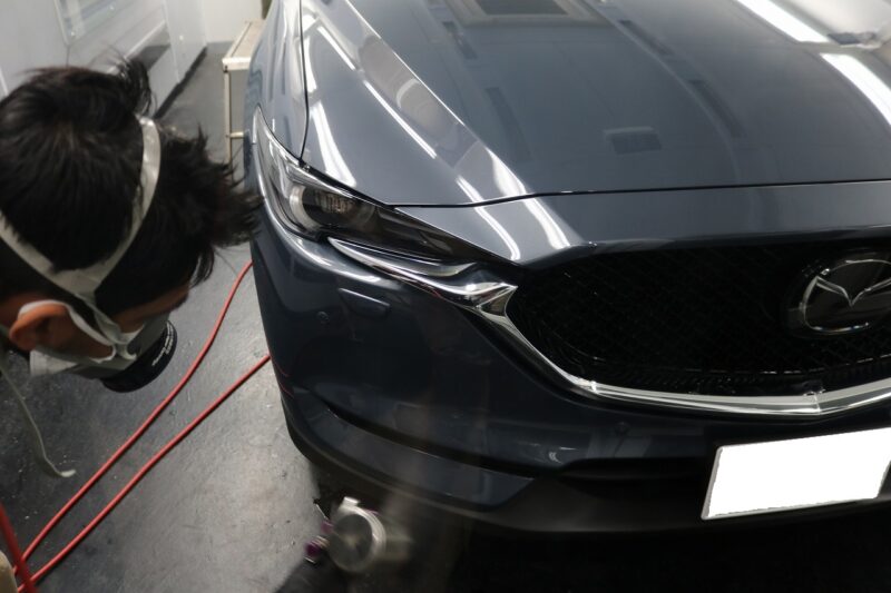 紺色の新車マツダcx 5に撥水しない親水性コーティング施工 神奈川県相模原市より ガラスコーティング カーコーティング施工実績cbiic